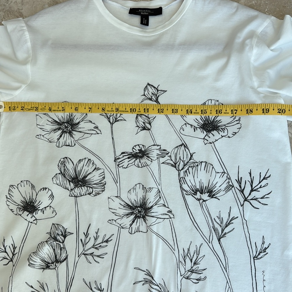 MaxMara Cream Weekend white top, tshirt, prime cotton, printed design Size M - Picture 11 of 11